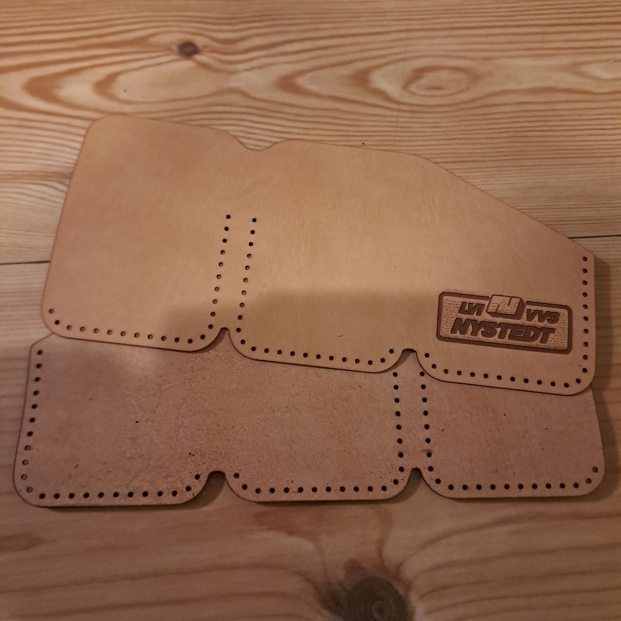 Kangaroo leather business card holder. custom logo - pre stitching